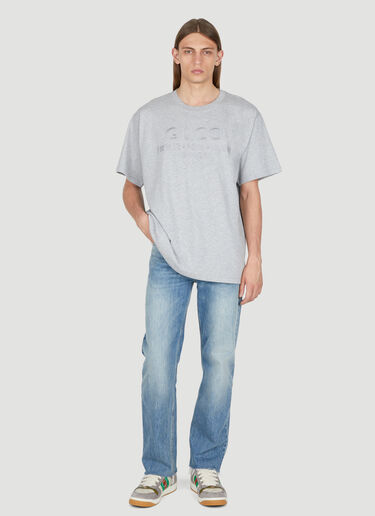 Gucci 徽标刺绣 T 恤 浅灰色 guc0154018