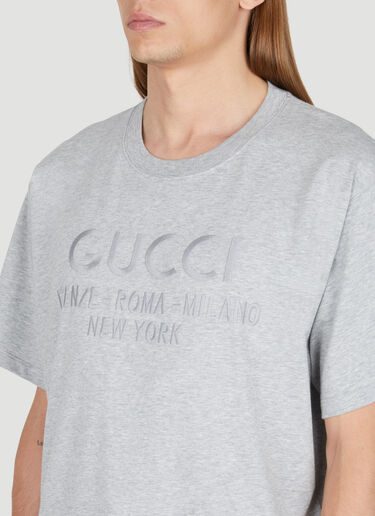 Gucci 徽标刺绣 T 恤 浅灰色 guc0154018