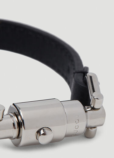Piston Closure Leather Bracelet Gucci Piston Closure Leather Bracelet Black guc0154034