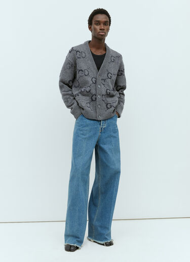 GG Intarsia Wool-Blend Cardigan Gucci GG Intarsia Wool-Blend Cardigan Grey guc0155027
