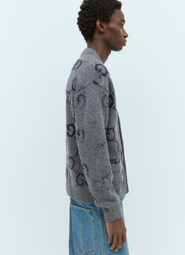GG Intarsia Wool-Blend Cardigan Gucci GG Intarsia Wool-Blend Cardigan Grey guc0155027