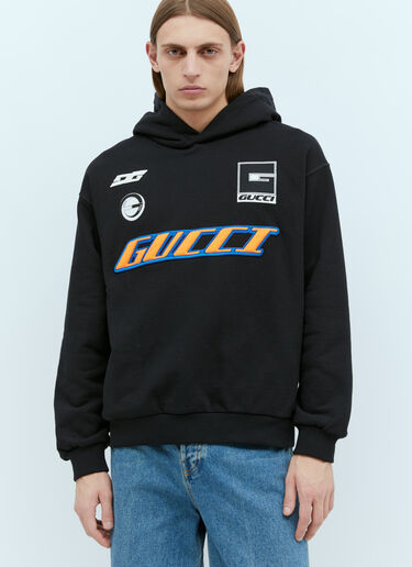 Logo Applique Hooded Sweatshirt Gucci Logo Applique Hooded Sweatshirt Black guc0155051