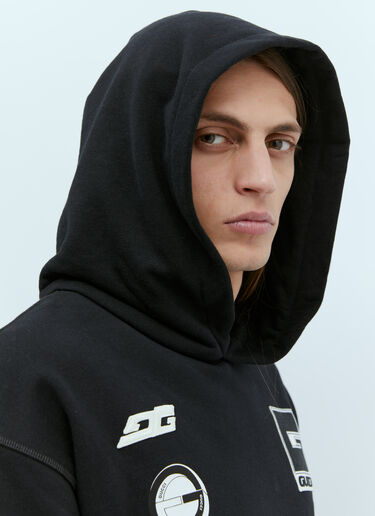 Logo Applique Hooded Sweatshirt Gucci Logo Applique Hooded Sweatshirt Black guc0155051