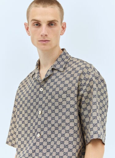 GG Linen-Blend Shirt Gucci GG Linen-Blend Shirt Beige guc0157005