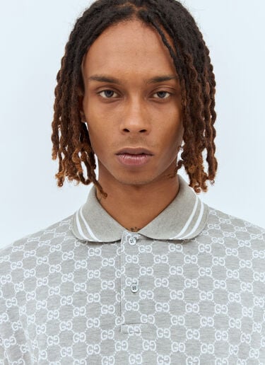 GG Jacquard Polo Shirt Gucci GG Jacquard Polo Shirt Grey guc0157020
