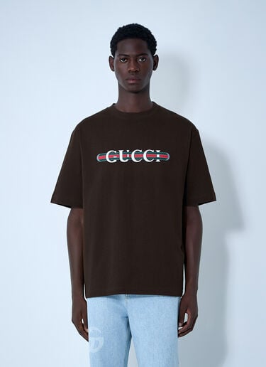 Gucci Logo Motif T-Shirt Brown guc0161020