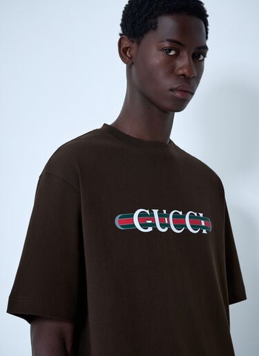 Gucci Logo Motif T-Shirt Brown guc0161020