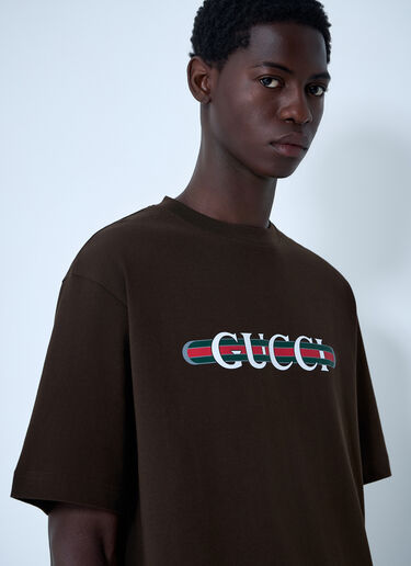 Logo Motif T-Shirt Gucci Logo Motif T-Shirt Brown guc0161020