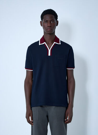 Gucci Logo Motif Polo Shirt Navy guc0161025
