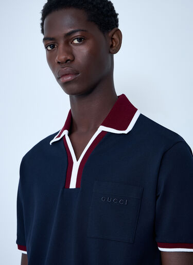 Gucci Logo Motif Polo Shirt Navy guc0161025
