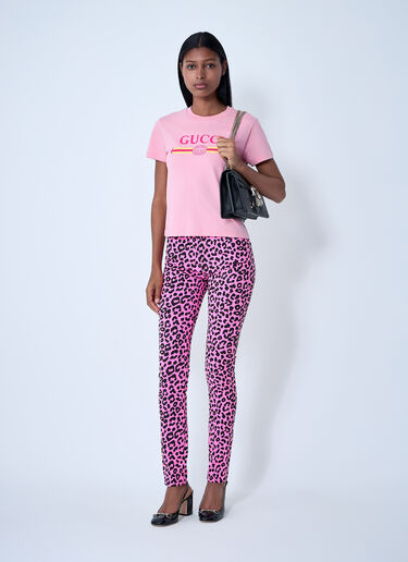 Gucci Leopard Print Jeans Pink guc0235073