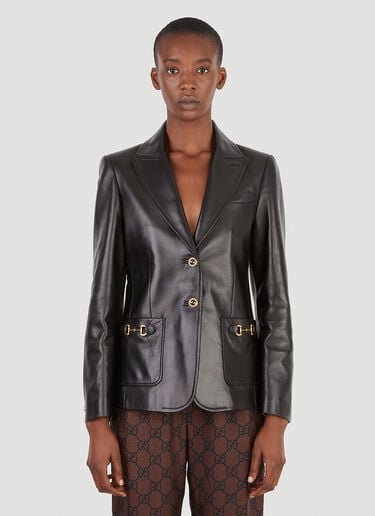 Gucci 皮革休闲西装外套 黑 guc0245045