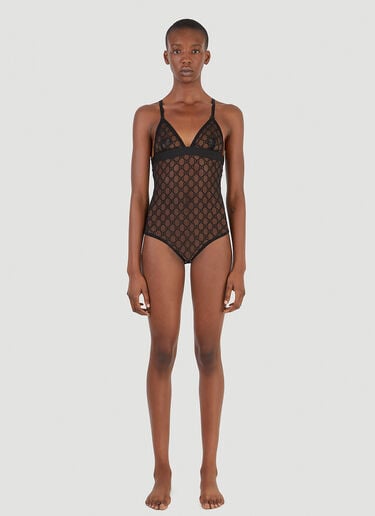 GG Supreme Tulle Bodysuit Gucci GG Supreme Tulle Bodysuit Black guc0245063