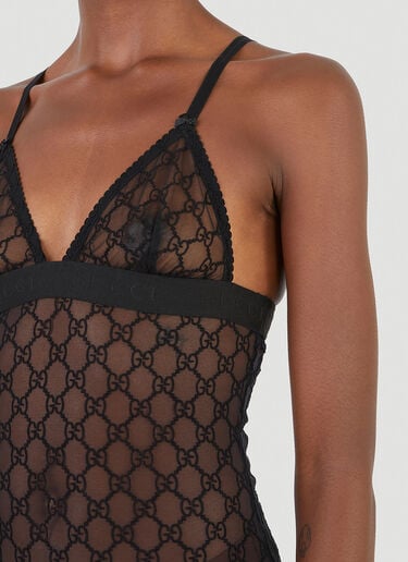 GG Supreme Tulle Bodysuit Gucci GG Supreme Tulle Bodysuit Black guc0245063