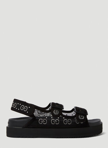 Gucci Crystal Jacquard Platform Sandals Black guc0250110