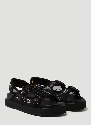 Gucci Crystal Jacquard Platform Sandals Black guc0250110
