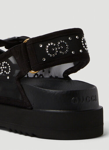 Gucci Crystal Jacquard Platform Sandals Black guc0250110
