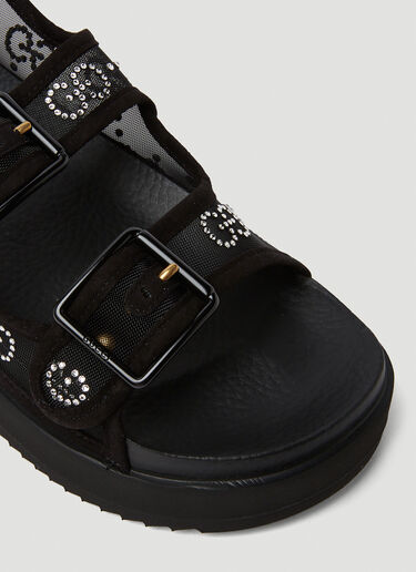 Gucci Crystal Jacquard Platform Sandals Black guc0250110