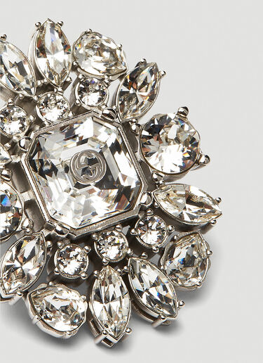 Gucci Embellished Interlocking GG Clip-On Earrings Silver guc0250239