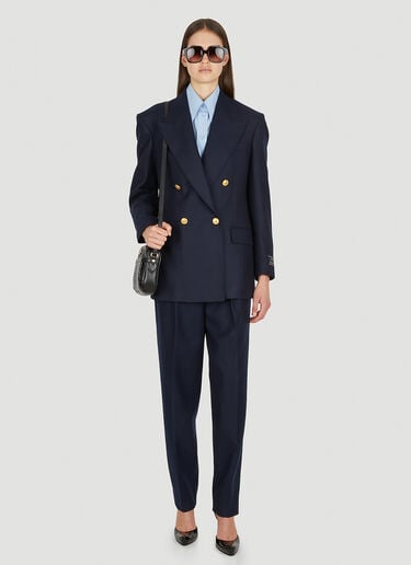 徽标贴饰双排扣西装外套 Gucci 徽标贴饰双排扣西装外套 藏青色 guc0251041