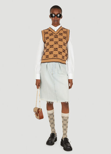 GG Jacquard Sleeveless Sweater Gucci GG Jacquard Sleeveless Sweater Camel guc0251065