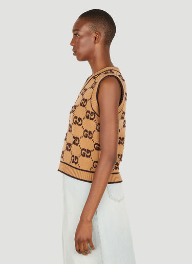 GG Jacquard Sleeveless Sweater Gucci GG Jacquard Sleeveless Sweater Camel guc0251065