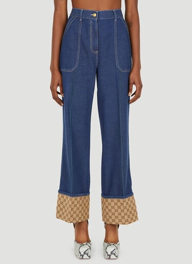 Monogram Cuff Jeans Gucci Monogram Cuff Jeans Blue guc0251072