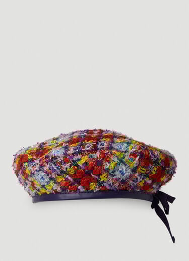Gucci 체크 라메 트위드 베레모 레드 guc0251151
