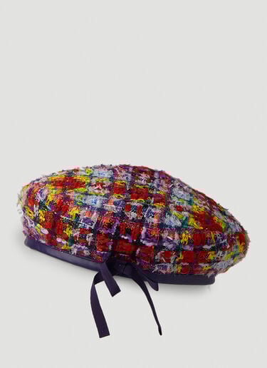Gucci 체크 라메 트위드 베레모 레드 guc0251151