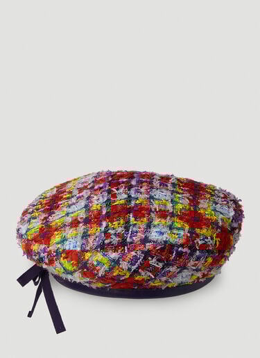 Gucci 체크 라메 트위드 베레모 레드 guc0251151