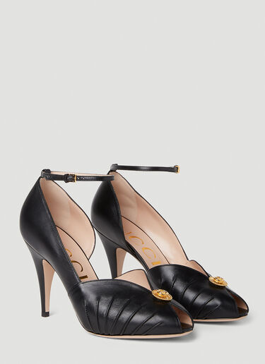 Gucci 로고 플라크 하이힐 샌들 블랙 guc0251167
