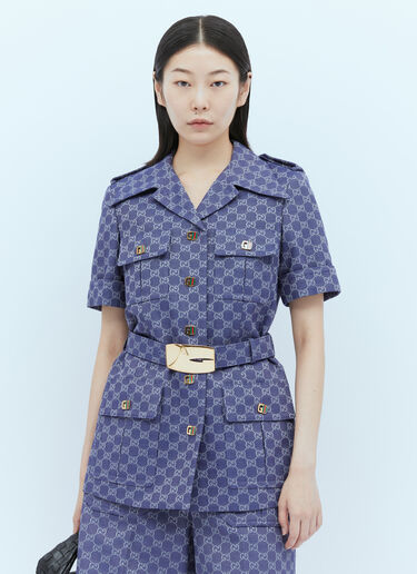 Gucci 인터로킹 GG 캔버스 미니 드레스 블루 guc0253037