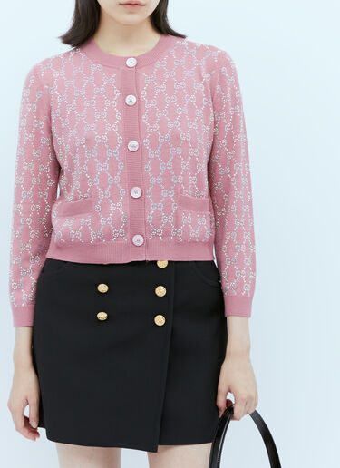 Interlocking GG Crystal Knit Cardigan Gucci Interlocking GG Crystal Knit Cardigan Pink guc0253047