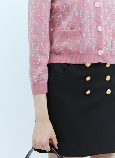 Gucci 인터로킹 GG 크리스털 니트 카디건 핑크 guc0253047