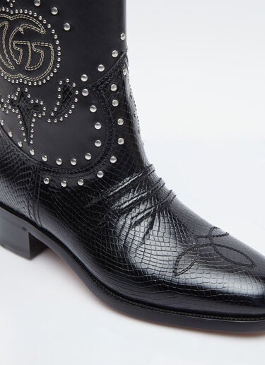 Double G Studded Leather Boots Gucci Double G Studded Leather Boots Black guc0253092