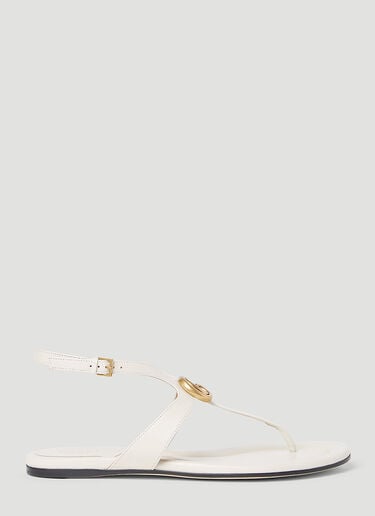 Gucci Double G Thong Leather Sandals White guc0253133