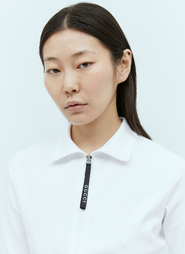 Gucci Shiny Lycra Zip-Up Top White guc0255018