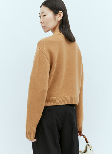 Logo Intarsia Wool Knit Sweater Gucci Logo Intarsia Wool Knit Sweater Beige guc0255027