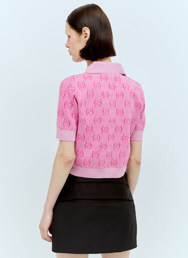 GG Wool Jacquard Knit Top Gucci GG Wool Jacquard Knit Top Pink guc0255032