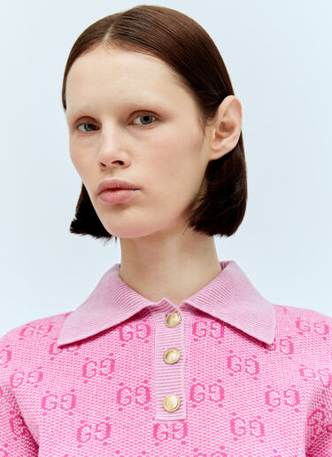 GG Wool Jacquard Knit Top Gucci GG Wool Jacquard Knit Top Pink guc0255032