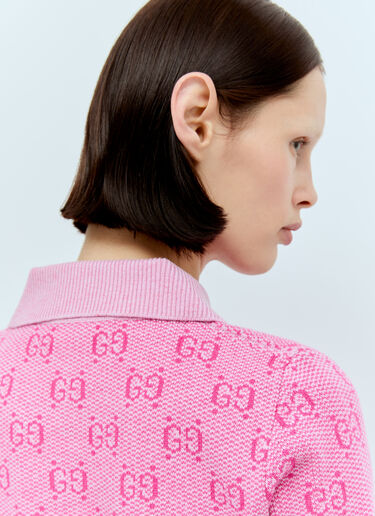 GG Wool Jacquard Knit Top Gucci GG Wool Jacquard Knit Top Pink guc0255032