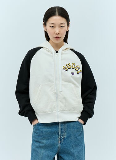 Logo Applique Hooded Sweatshirt Gucci Logo Applique Hooded Sweatshirt White guc0255048