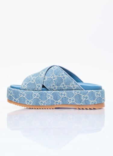 Gucci GG Denim Platform Sandals Blue guc0255083