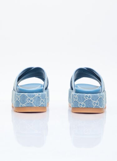 Gucci GG Denim Platform Sandals Blue guc0255083