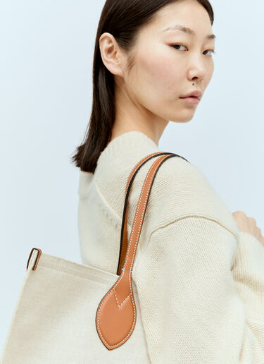 Gucci Large Logo Print Canvas Tote Bag Beige guc0255167