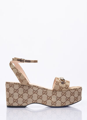 Gucci Horsebit Flatform Sandals Beige guc0257050