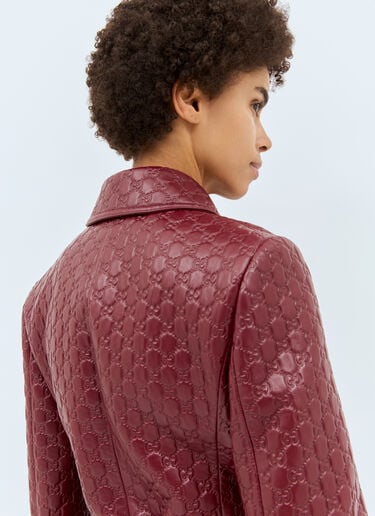 Gucci Interlocking G Leather Jacket Red guc0258008