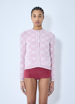 Gucci GG Wool Bouclé Jacquard Cardigan Pink guc0259011