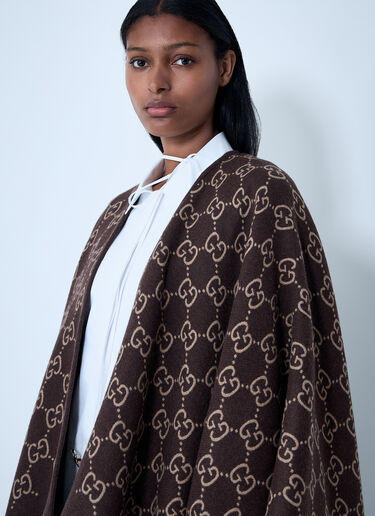 Gucci GG Wool Jacquard Cape Brown guc0261042