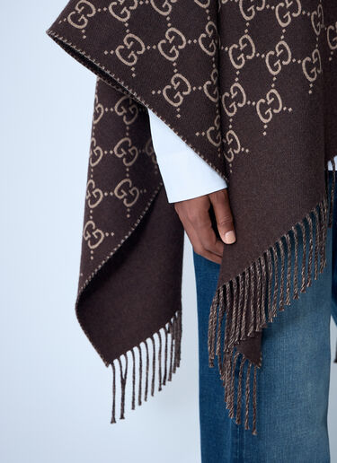 Gucci GG Wool Jacquard Cape Brown guc0261042